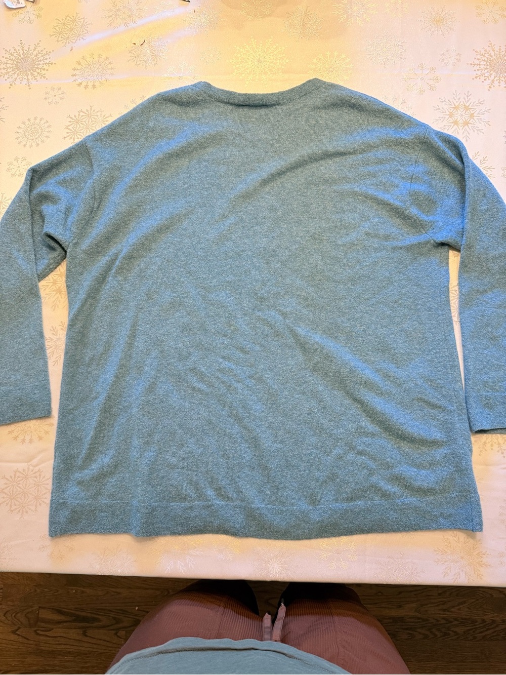JJill Pure Jill Heathered Turquoise Blue Crewneck Sweater Alpaca Cashmere L *C*